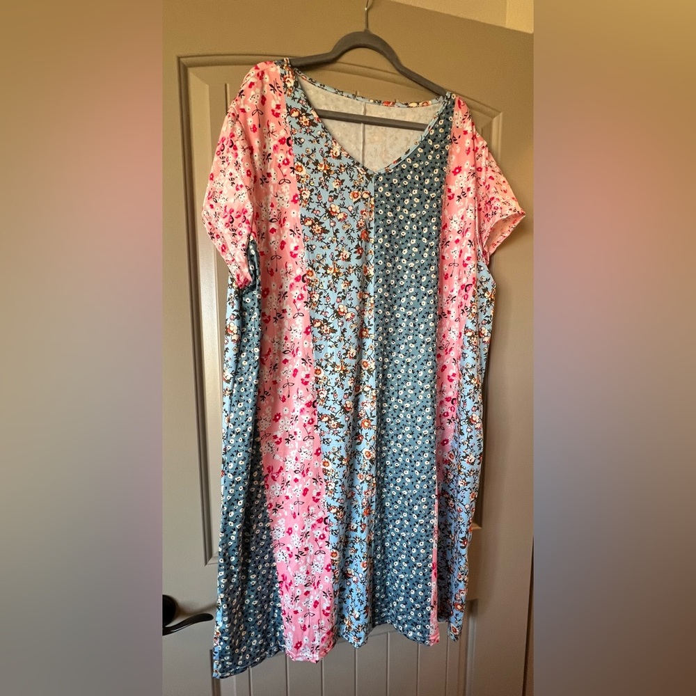 Floral Patchwork Dress - Pink & Blue